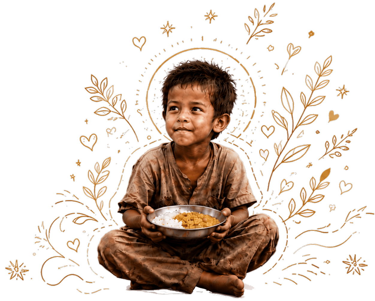 Child receiving food through seva